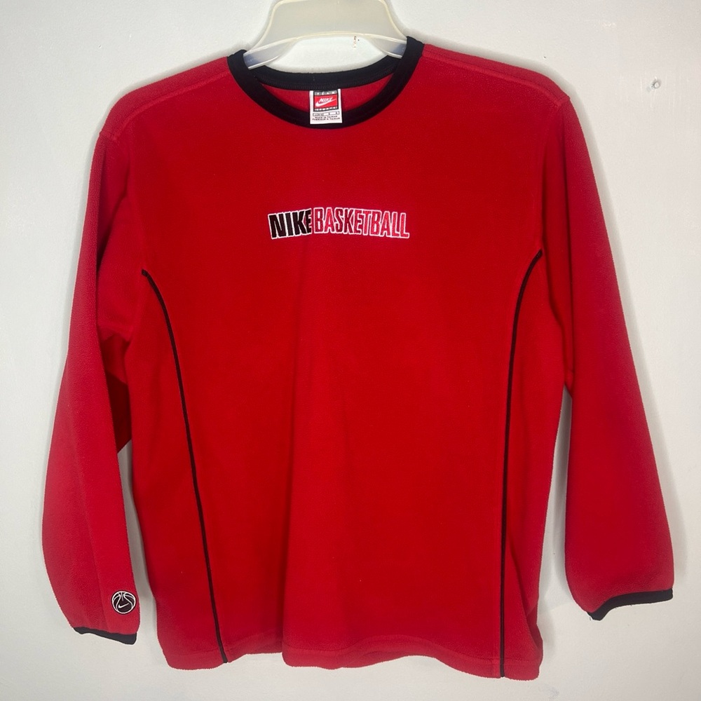 NIKE Basketball Red Fleece Pullover Sweatshirt Size Youth L (14/16)